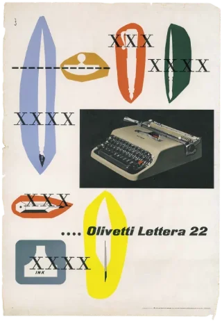 Cartel publicitario de la Olivetti Lettera 22