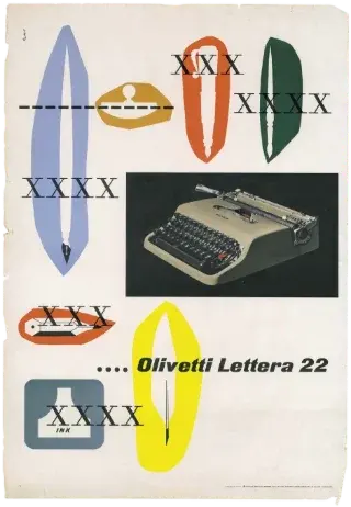 Cartel publicitario de la Olivetti Lettera 22
