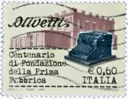 Sello postal conmemorativo de Olivetti