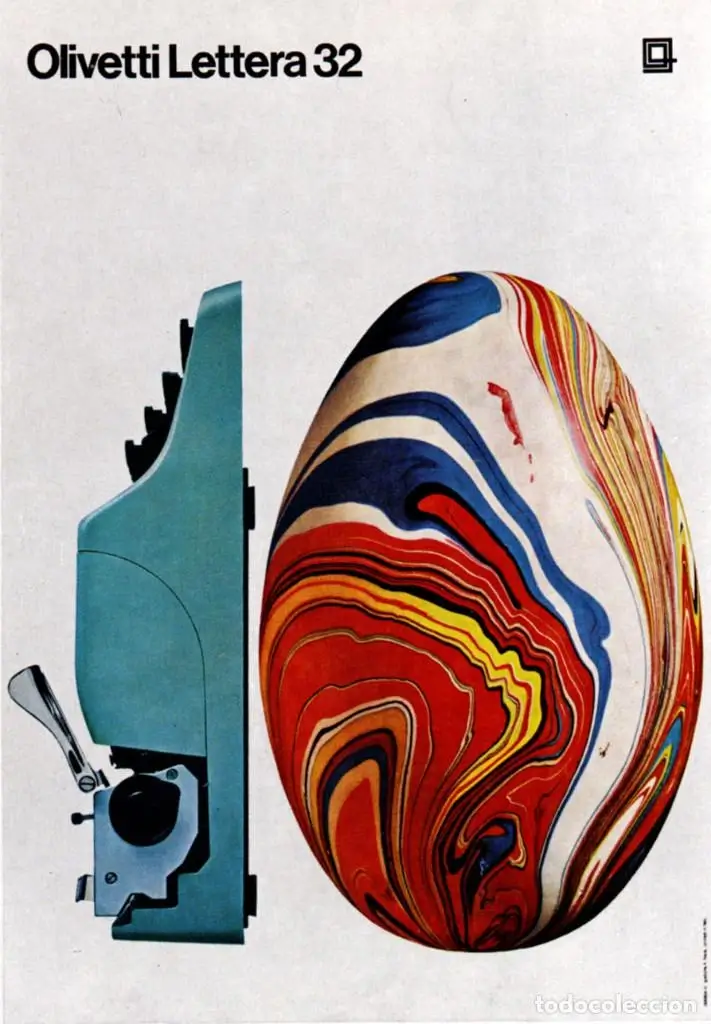 Cartel publicitario de la Olivetti Lettera 32